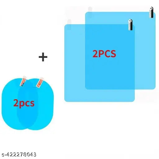 4pcs Car Rearview Mirror Films Anti-Rain Fog Waterproof PET Clear Film Accessories (2 Oval + 2 Square Film)