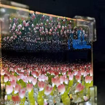 IKIME Acrylic Diy - Do It Yourself - Tulip Cube Mirror Lamp, 30 Flowers Led Decorative Lamp, 2 In 1 Mirror & Table Ornaments For Bedroom Livingroom Desktop Decor Birthday Gift multicolor
